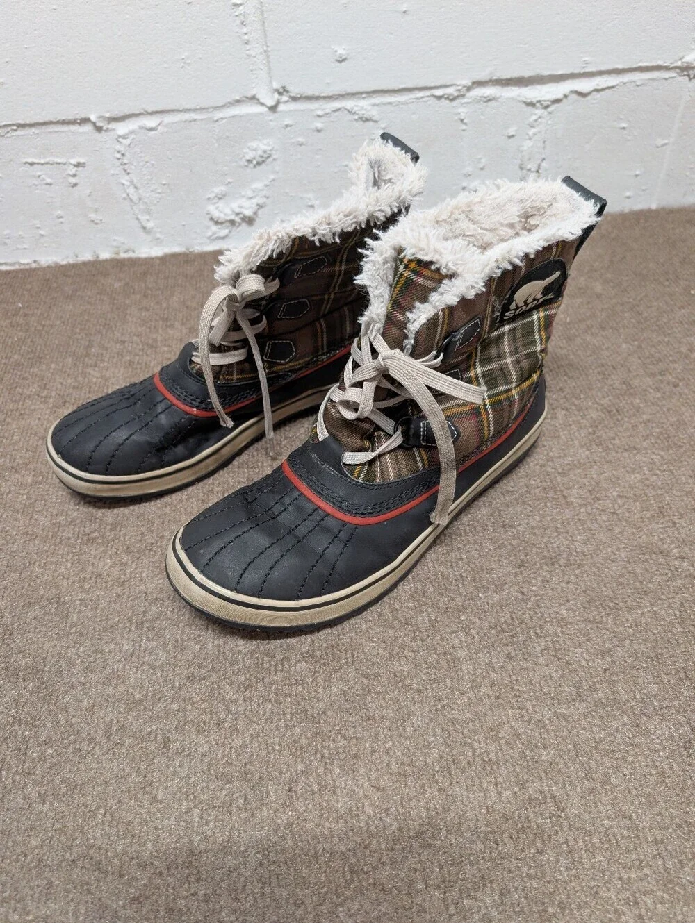 SOREL Women's Plaid Tivoli Duck Winter Snow Waterproof Boots (Size 10)